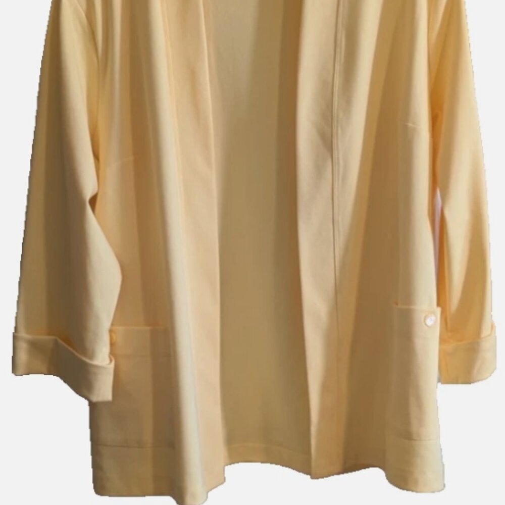 Allison Daley Womens Size L 3/4 Sleeve Yellow Knit Jacket Pockets NWT - Picture 5 of 6
